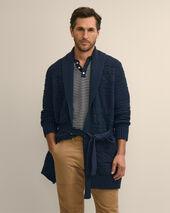 Brooks Brothers Textured Wrap Shawl Cardigan Navy