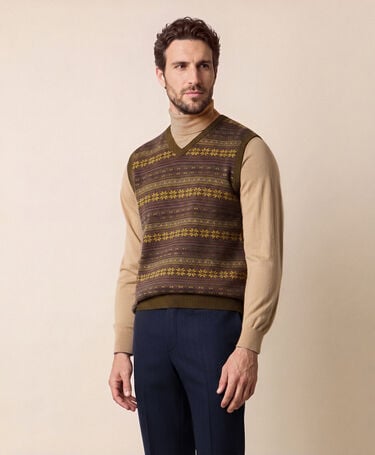 Brooks Brothers Chaleco Fair Isle de Lana de Cordero Oliva