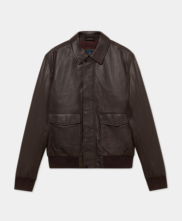 Brooks Brothers Leather Jacket Dark Brown