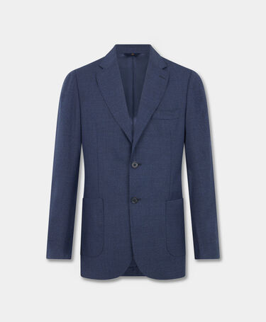 Brooks Brothers Blazer en Laine Vierge Hopsack Bleu