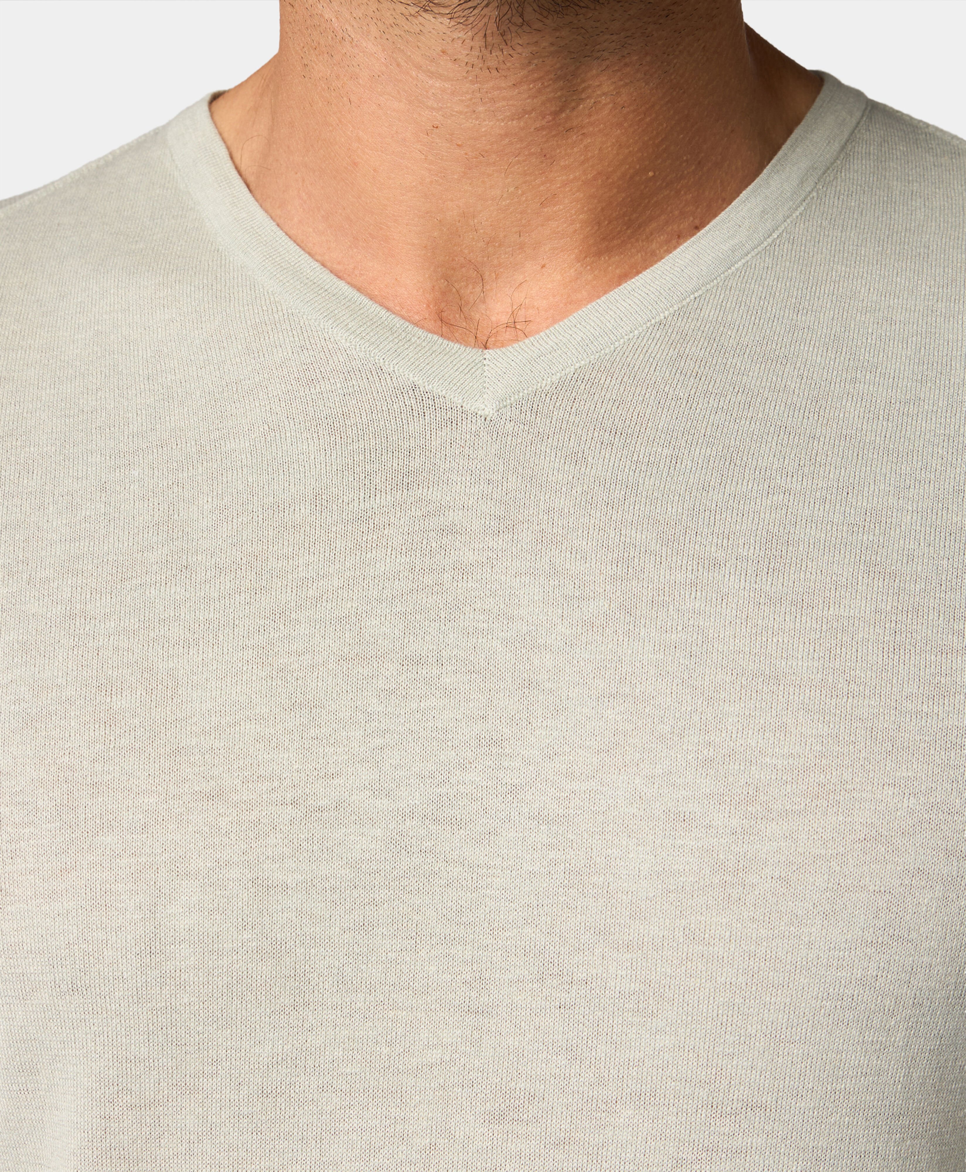 Organic Cotton-Linen V-Neck Sweater