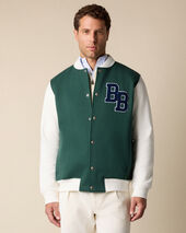 Brooks Brothers Terry Logo Cotton Varsity Jacket Green