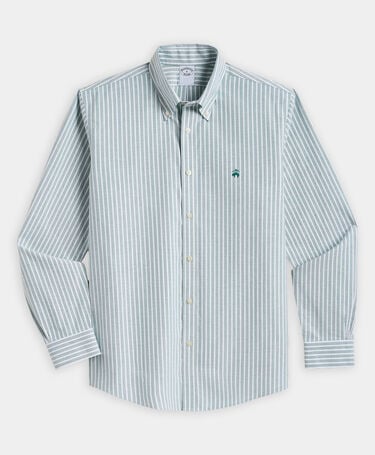 Brooks Brothers Camisa Regular Fit No-Iron con Cuello Button Down Verde