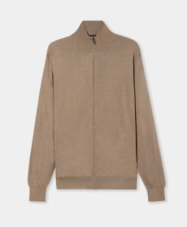 Brooks Brothers Full Zip Sweater Stone