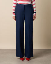 Brooks Brothers Wide Leg Tailored Linen Trousers Navy