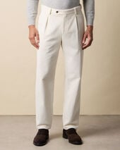 Brooks Brothers One-Pleat Cotton Corduroy Chino White