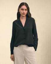 Brooks Brothers Crepe Silk Blouse Black