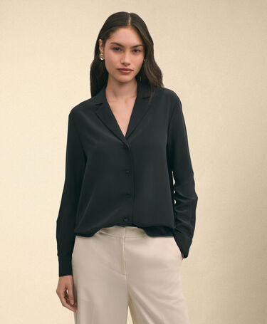 Brooks Brothers Crepe Silk Blouse Black