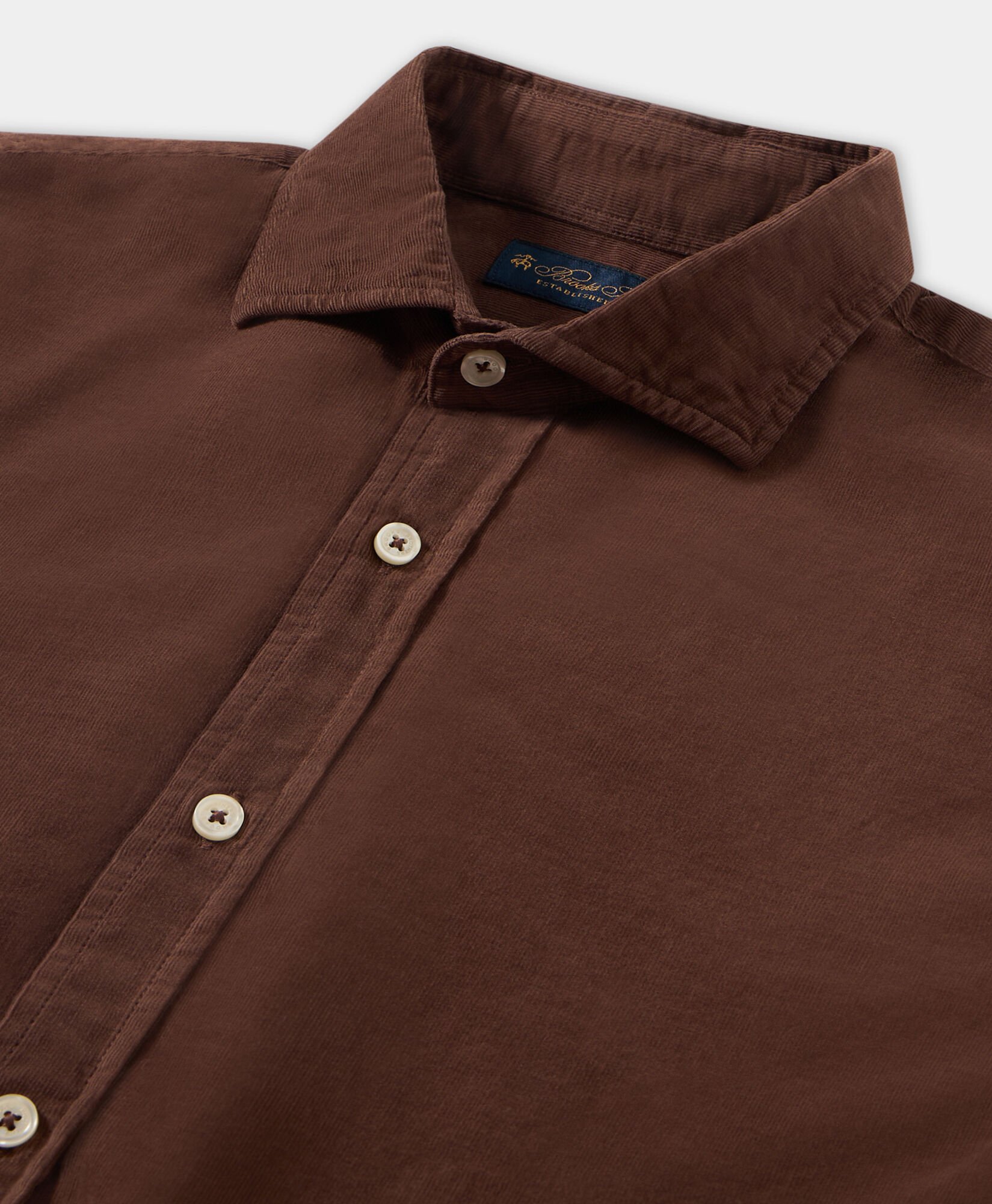 Slim Fit Cotton Corduroy Shirt with Spread Collar