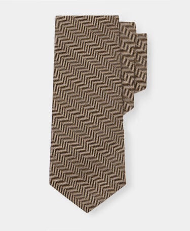 Brooks Brothers Herringbone Wool Tie Beige
