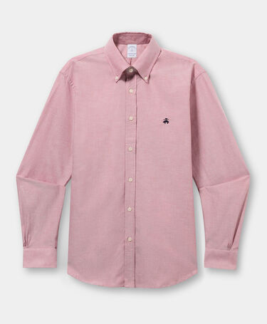 Brooks Brothers Regular Fit Oxford Shirt with Button Down Collar Red