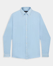 Brooks Brothers Slim Fit Linen Shirt with Button Down Collar Sky