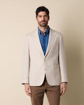 Brooks Brothers Pied de Poule Linen-Wool Blazer Beige