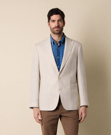 Brooks Brothers Blazer en Lin-Laine pied-de-poule Beige