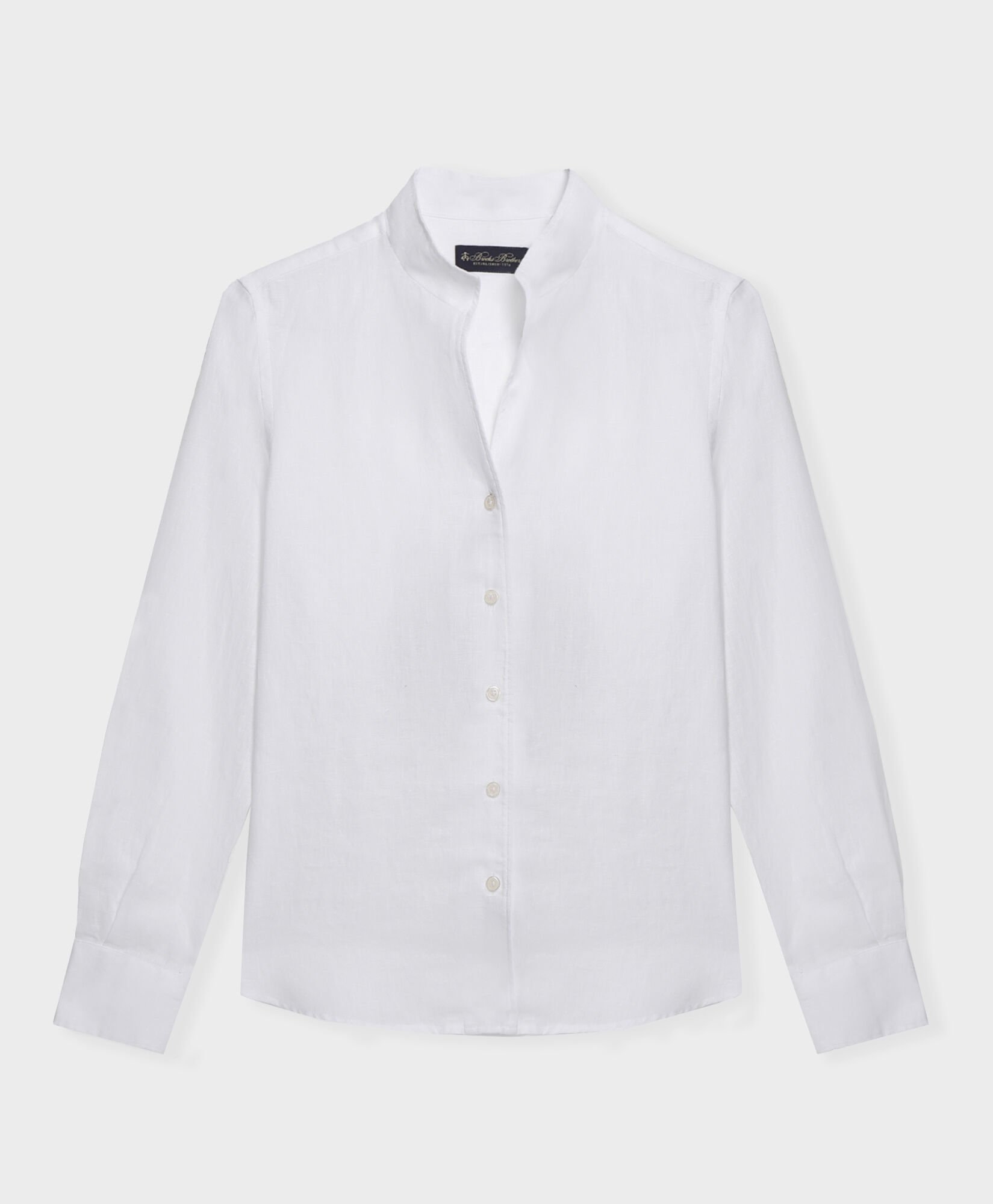 Slim Fit Linen Shirt with Stand Collar