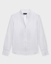 Brooks Brothers Slim Fit Linen Shirt with Stand Collar White