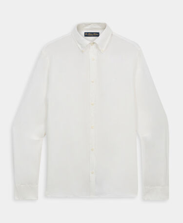 Brooks Brothers Slim Fit Hemd aus Leinen mit Button-Down-Kragen Weiß