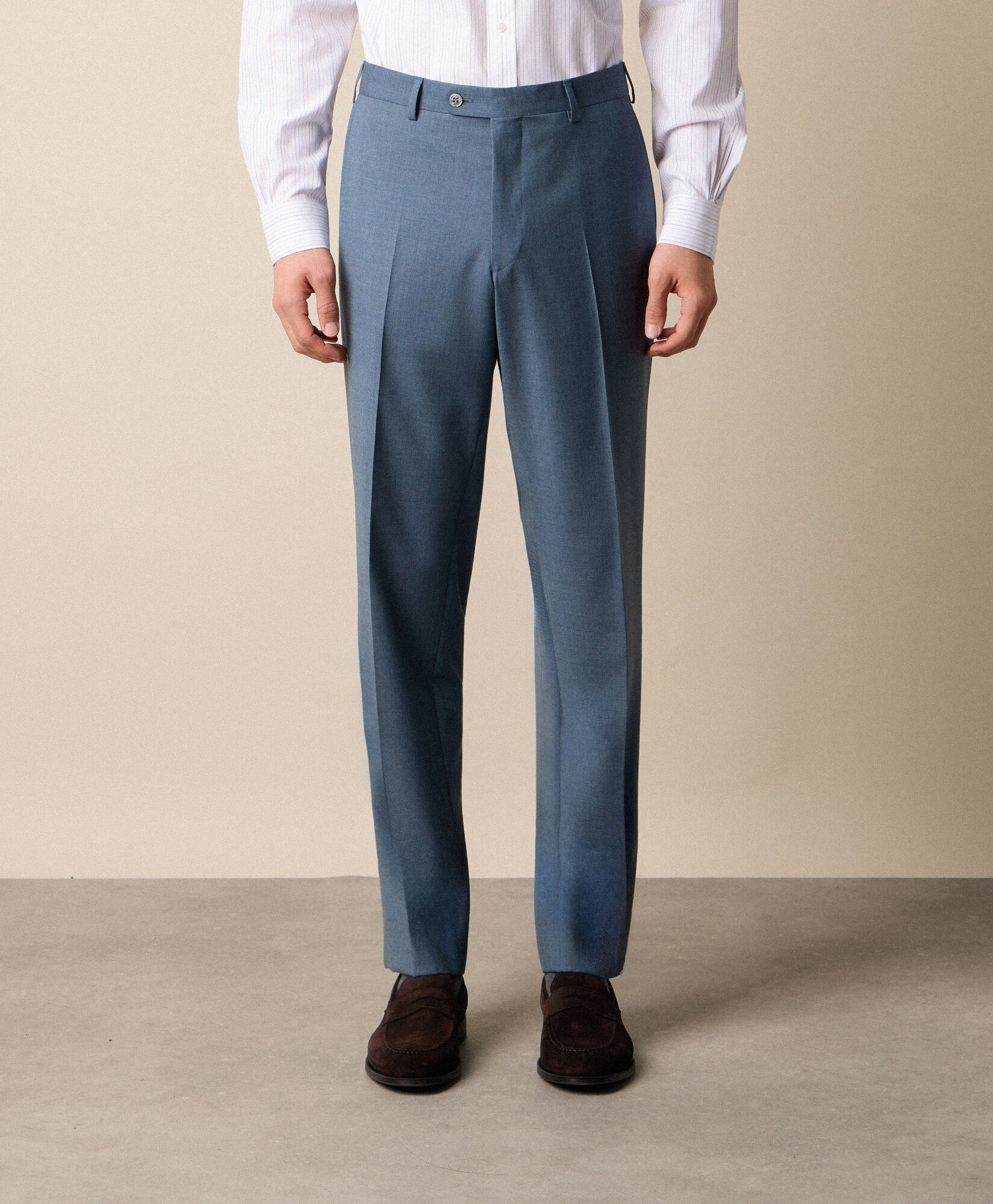 Virgin Wool Plain Trousers