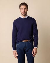 Brooks Brothers Rundhalspullover aus Seide-Kaschmir Marineblau
