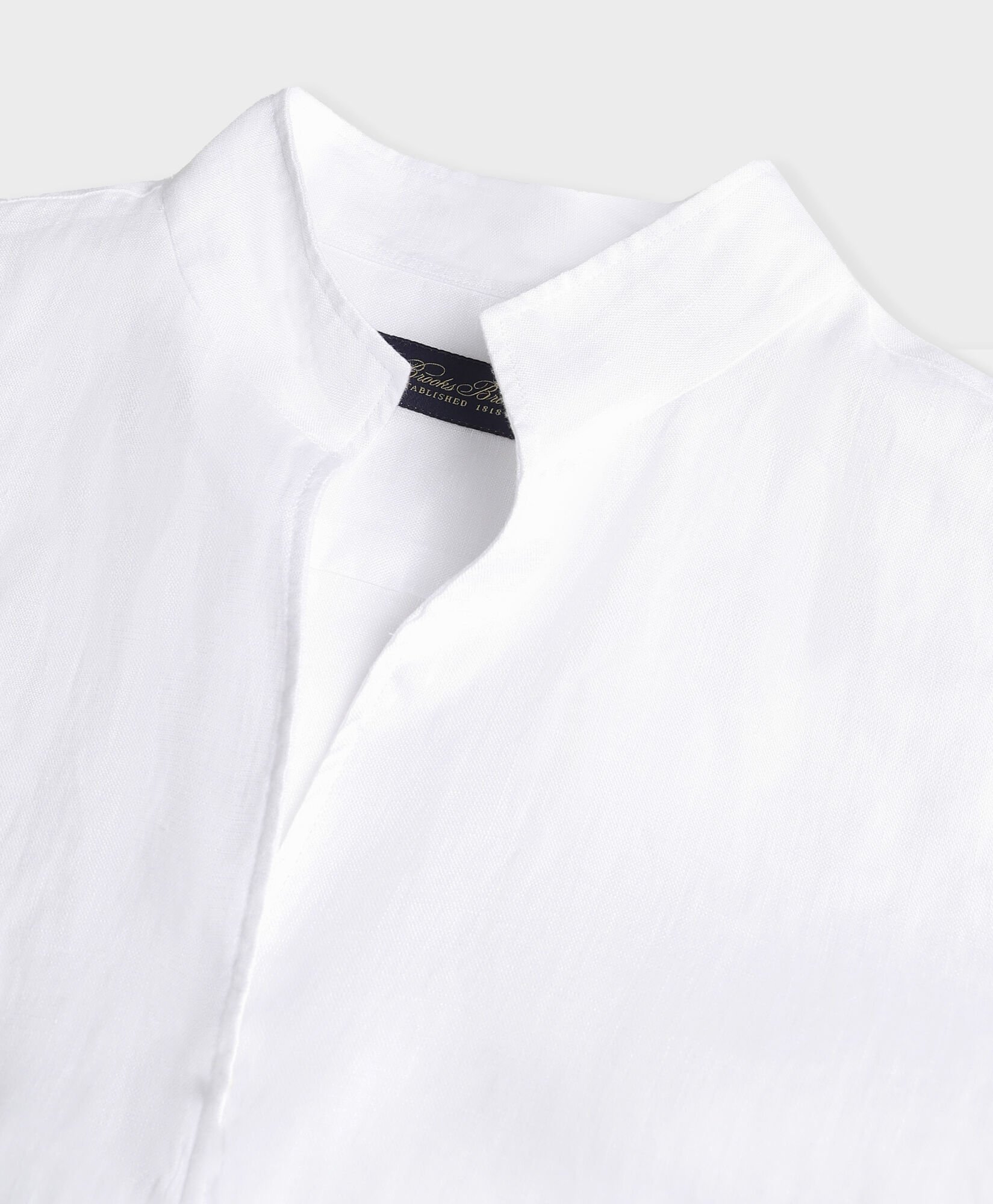 Slim Fit Linen Shirt with Stand Collar