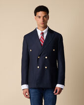 Brooks Brothers Doppio-Reiher-Blazer aus Hopsack mit goldenen Knöpfen Marineblau Brooks Brothers Doppio-Reiher-Blazer aus Hopsack mit goldenen Knöpfen Marineblau