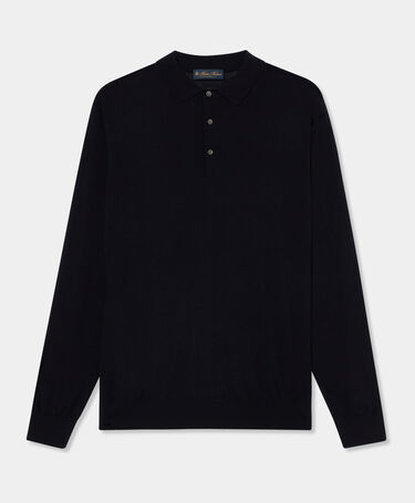 Brooks Brothers Strick-Polo aus Merinowolle Dunkelblau