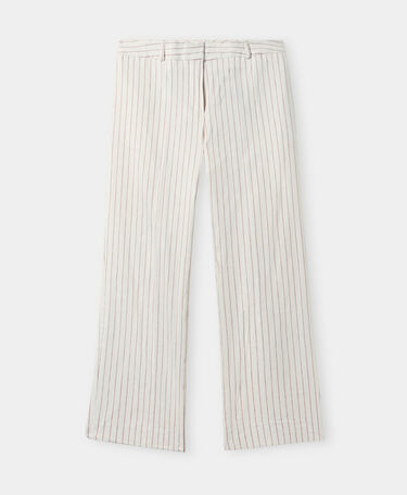 Brooks Brothers Pantaloni a Righe Sottili in Misto Lino Bianco