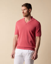 Brooks Brothers Polo en Maille Piqué avec Col Ouvert Rose Poudré