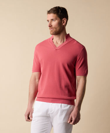 Brooks Brothers Polo en Maille Piqué avec Col Ouvert Rose Poudré