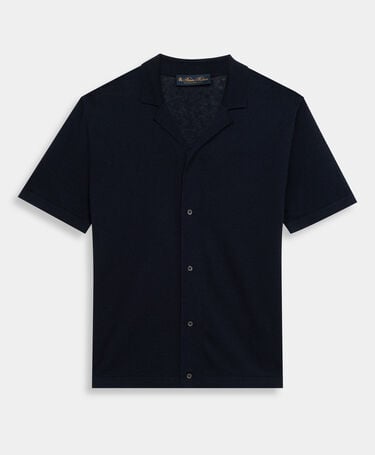 Brooks Brothers Cotton-Linen Knit Polo Shirt Navy