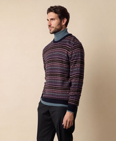 Brooks Brothers Fair-Isle-Rundhalspullover aus Lammwolle Marineblau