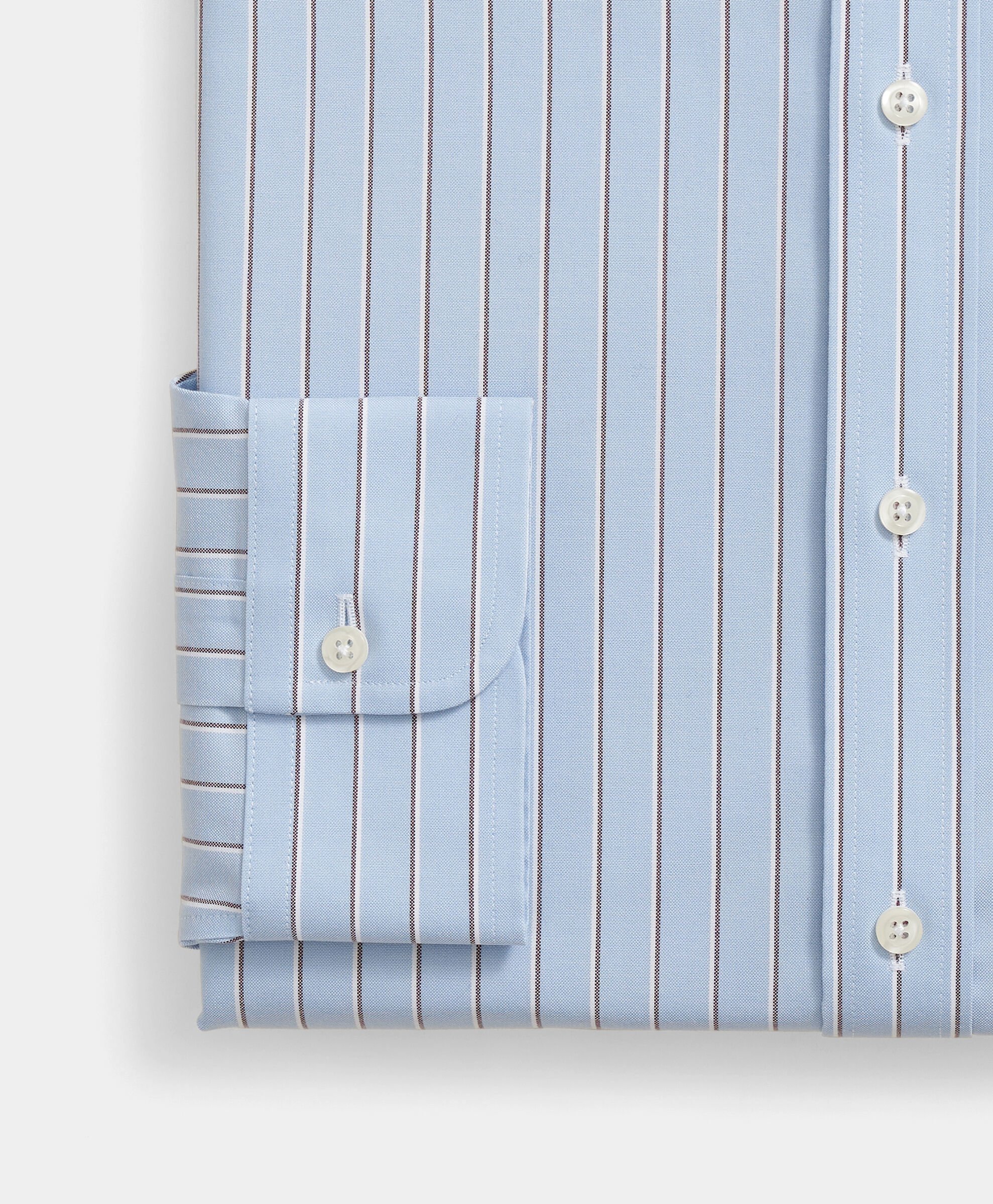 Slim Fit Non-Iron Striped Oxford Pinpoint Supima Shirt with Ainsley Collar