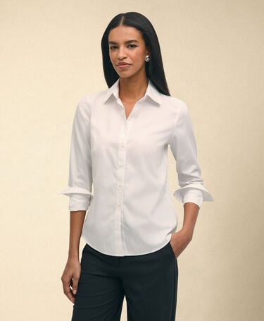 Brooks Brothers Classic Fit Non-Iron Oxford Shirt with Forward Point Collar White