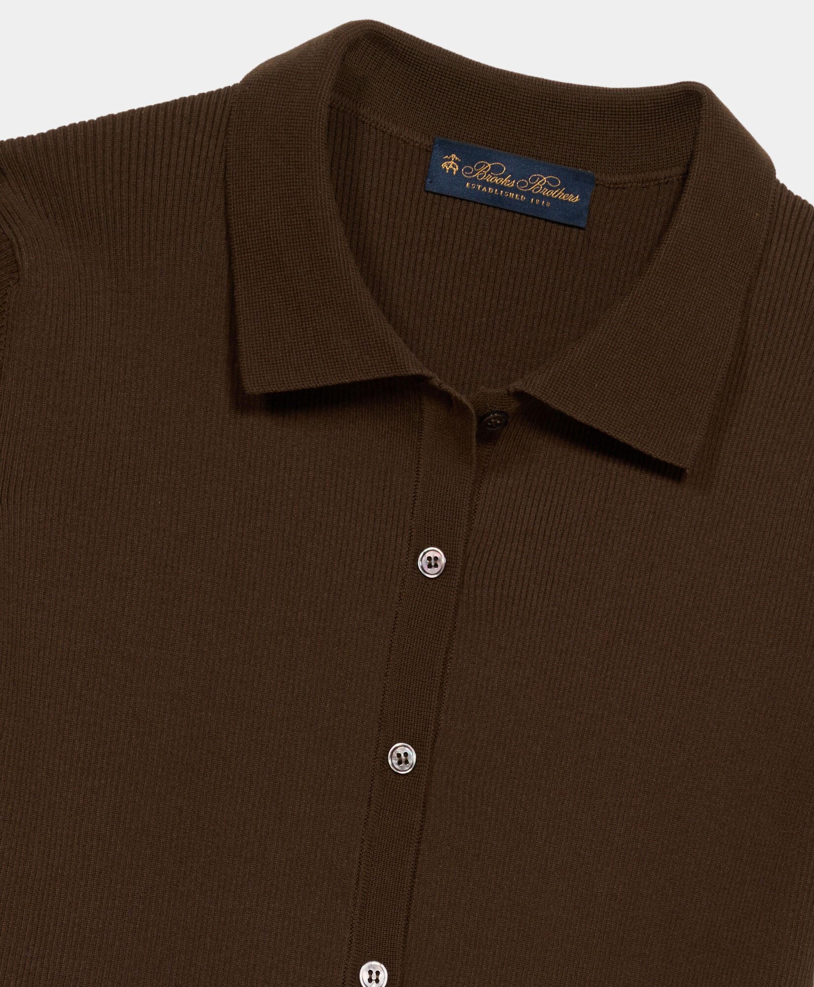 Rib-Knit Polo Cardigan