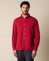 Brooks Brothers Slim Fit Cotton Corduroy Shirt with Spread Collar Red