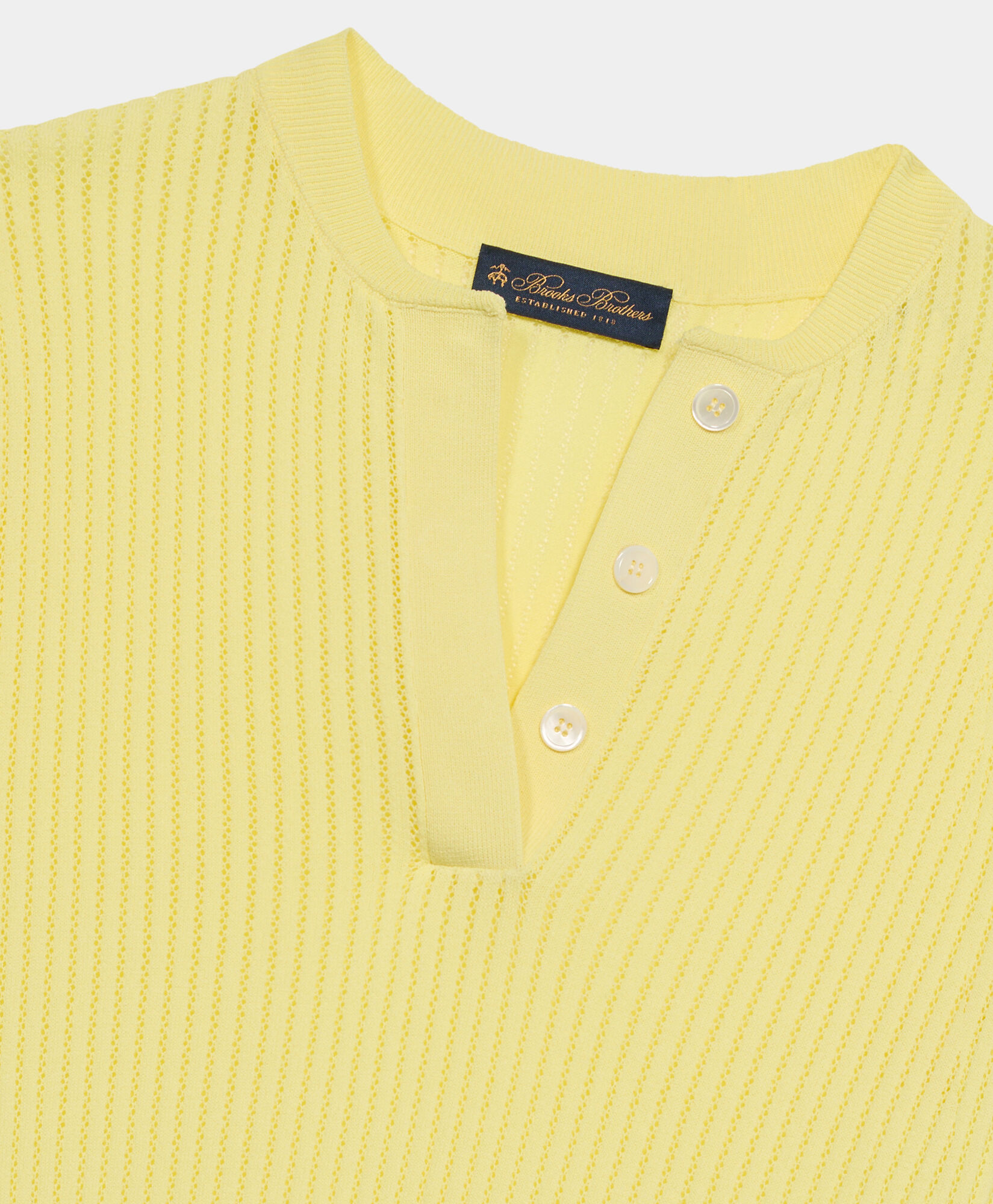 Pointelle Viscose Henley Knit Polo