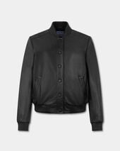 Brooks Brothers Leather Bomber Jacket Blue