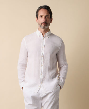 Brooks Brothers Chemise Slim Fit en Lin avec Col Button Down Blanc