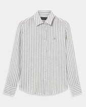 Brooks Brothers Relaxed Fit Striped Linen Shirt Men's Design Green