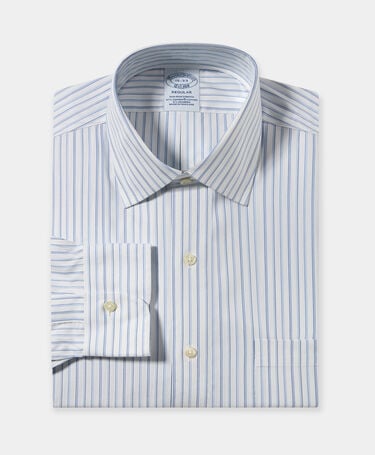 Brooks Brothers Regular Fit Non-Iron Oxford Shirt with Ainsley Collar Blue