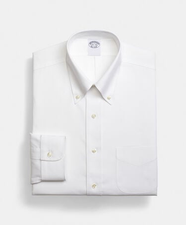 Brooks Brothers Regular Fit Non-Iron Oxford Shirt with Button Down Collar White