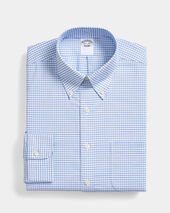 Brooks Brothers Regular Fit Non-Iron Oxford Shirt with Button Down Collar Blue