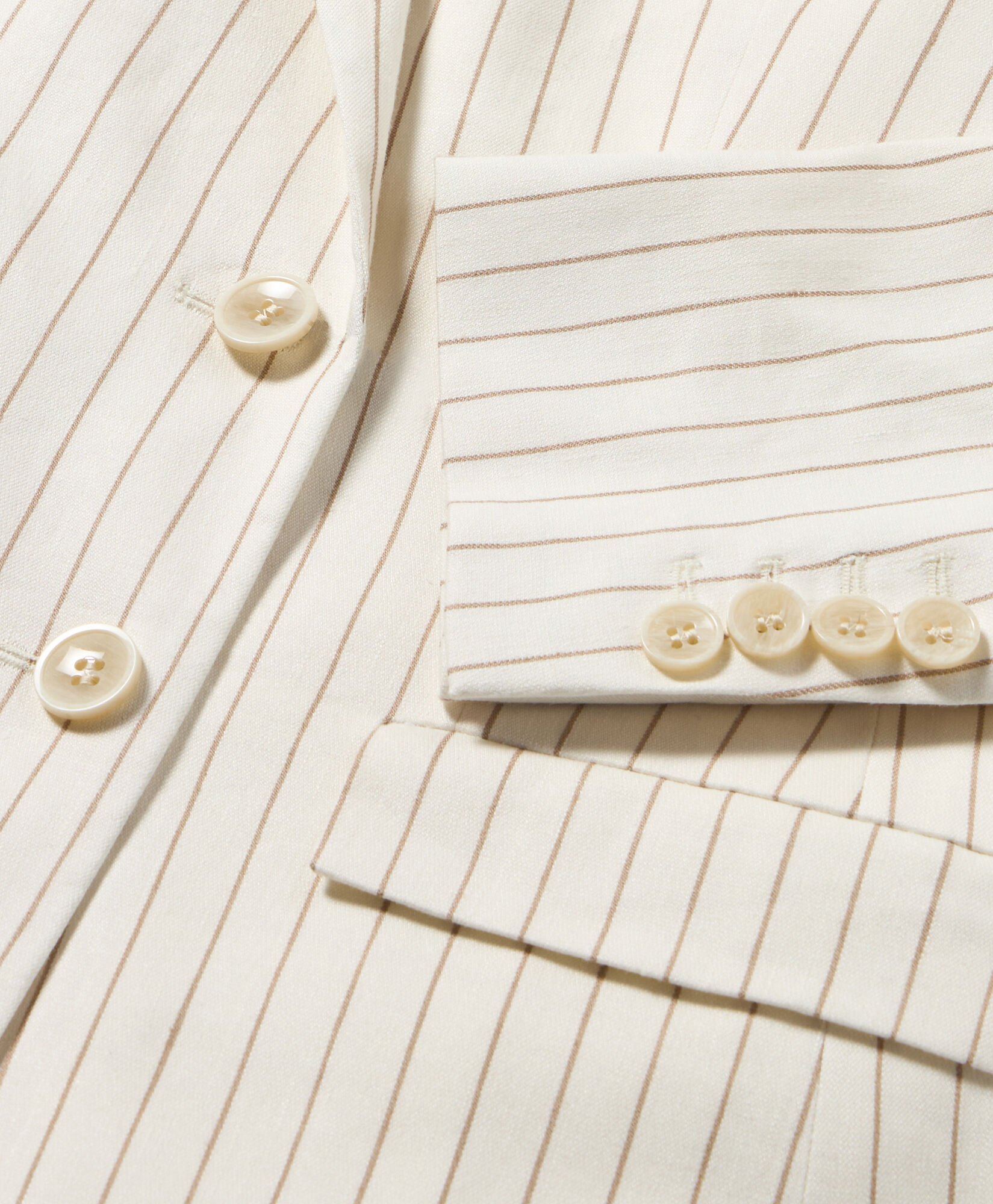 Pinstripe Leinenmischung Doppelseitiger Blazer