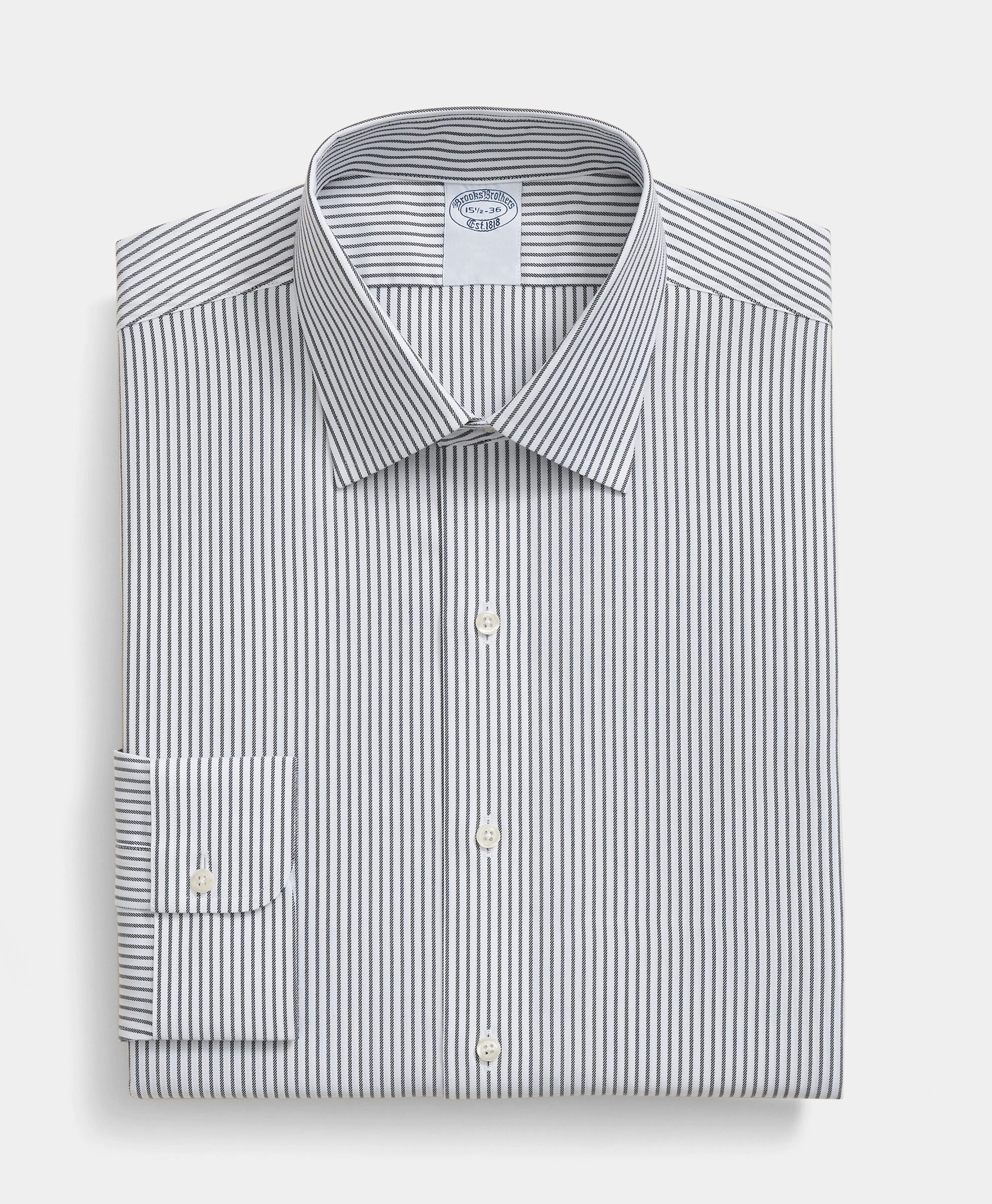 Slim Fit Non-Iron Striped Stretch Twill Shirt with Ainsley Collar