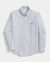Brooks Brothers Regular Fit Non-Iron Oxford Shirt with Button Down Collar Blue