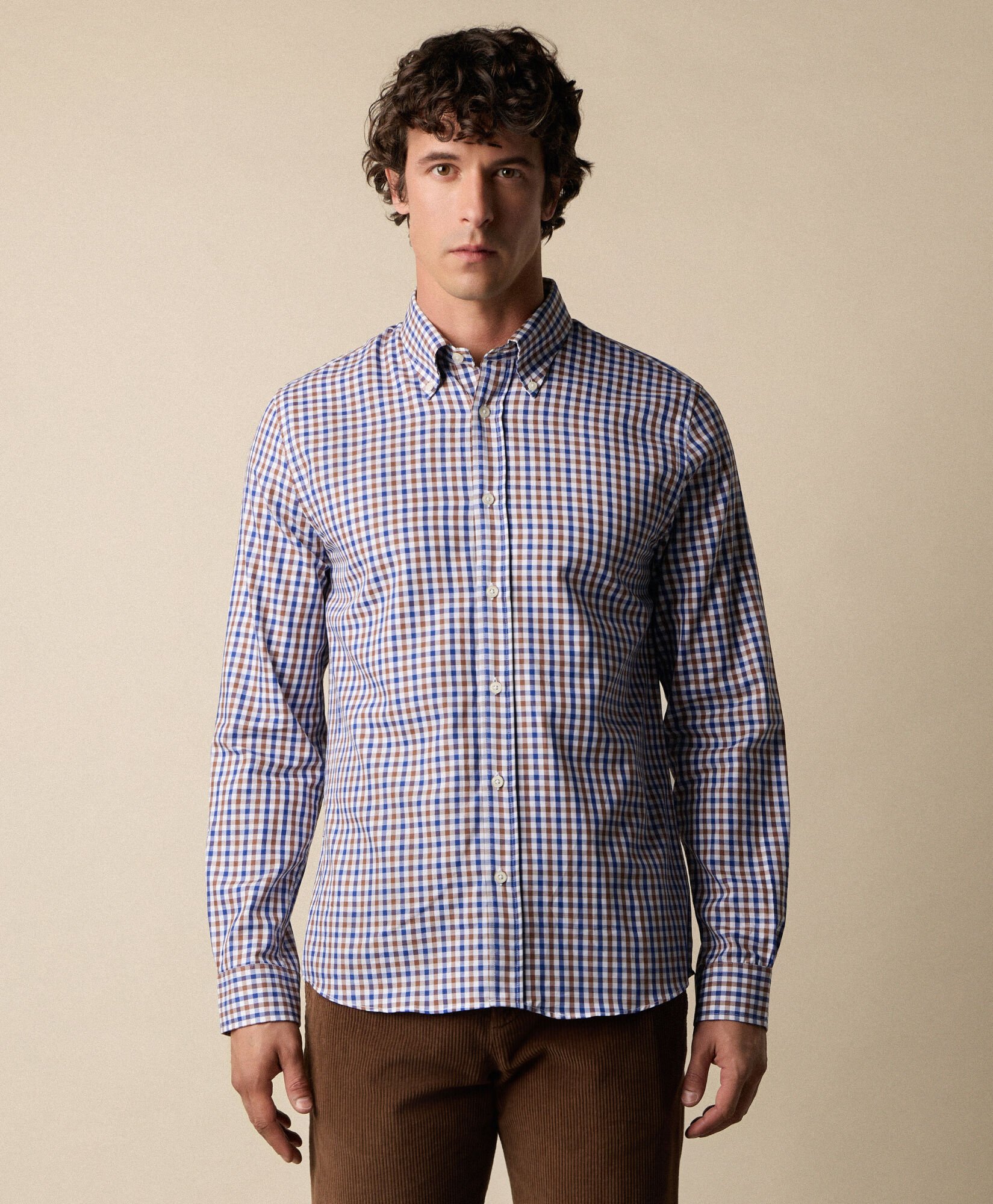 Slim Fit Karo-Twillhemd mit Button Down Collar