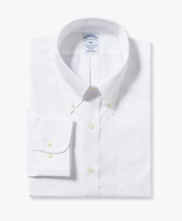 Brooks Brothers Regular Fit Non-Iron Baumwollhemd mit Button-Down-Kragen Weiß