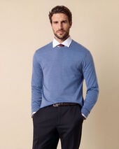 Brooks Brothers Rundhalspullover aus Merinowolle Stahlblau