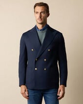 Brooks Brothers Gold Buttons Double-Breasted Virgin Wool Blazer Navy