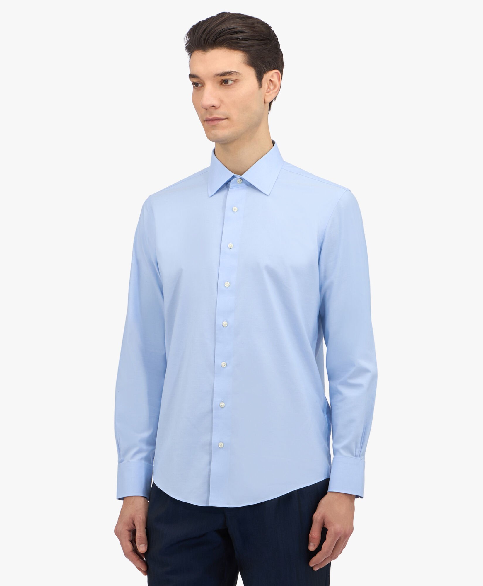 Slim Fit Non-Iron Stretch Twill Supima Shirt with Ainsley Collar